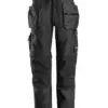 Snickers 6224 AllroundWork Canvas+ Stretch Work Trousers+ Holster Pockets in Black/Black