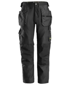 Snickers 6224 AllroundWork Canvas+ Stretch Work Trousers+ Holster Pockets in Black/Black