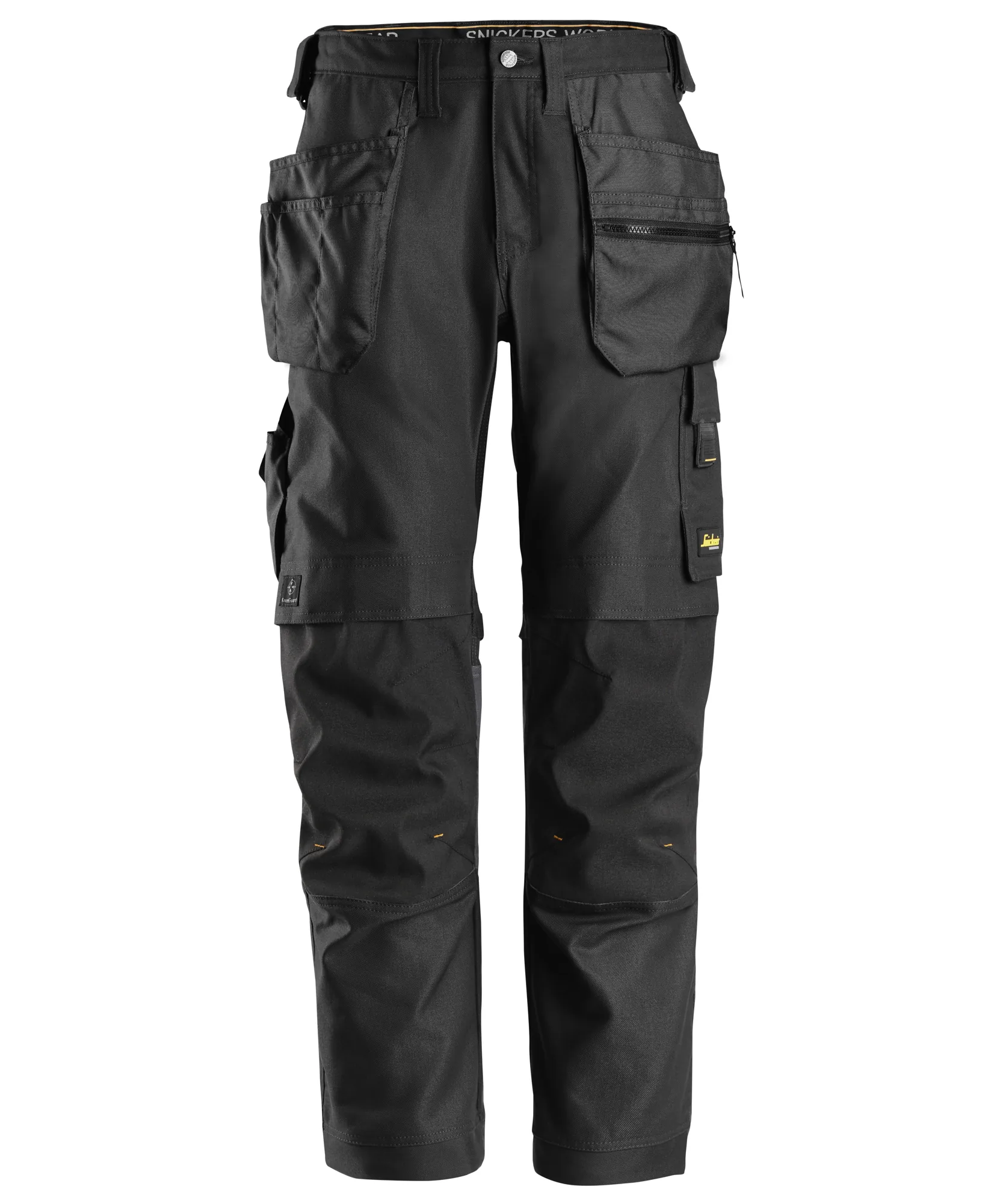 Snickers 6224 AllroundWork Canvas+ Stretch Work Trousers+ Holster Pockets in Black/Black