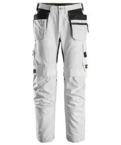 Snickers 6224 AllroundWork Canvas+ Stretch Work Trousers+ Holster Pockets in White/White