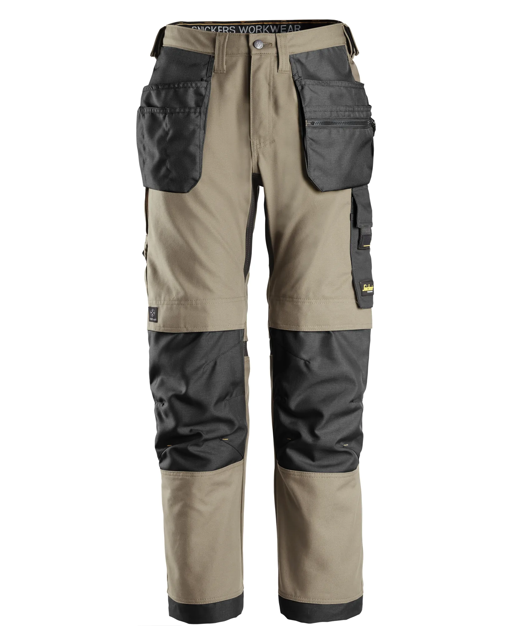 Snickers 6224 AllroundWork Canvas+ Stretch Work Trousers+ Holster Pockets in Khaki/Black