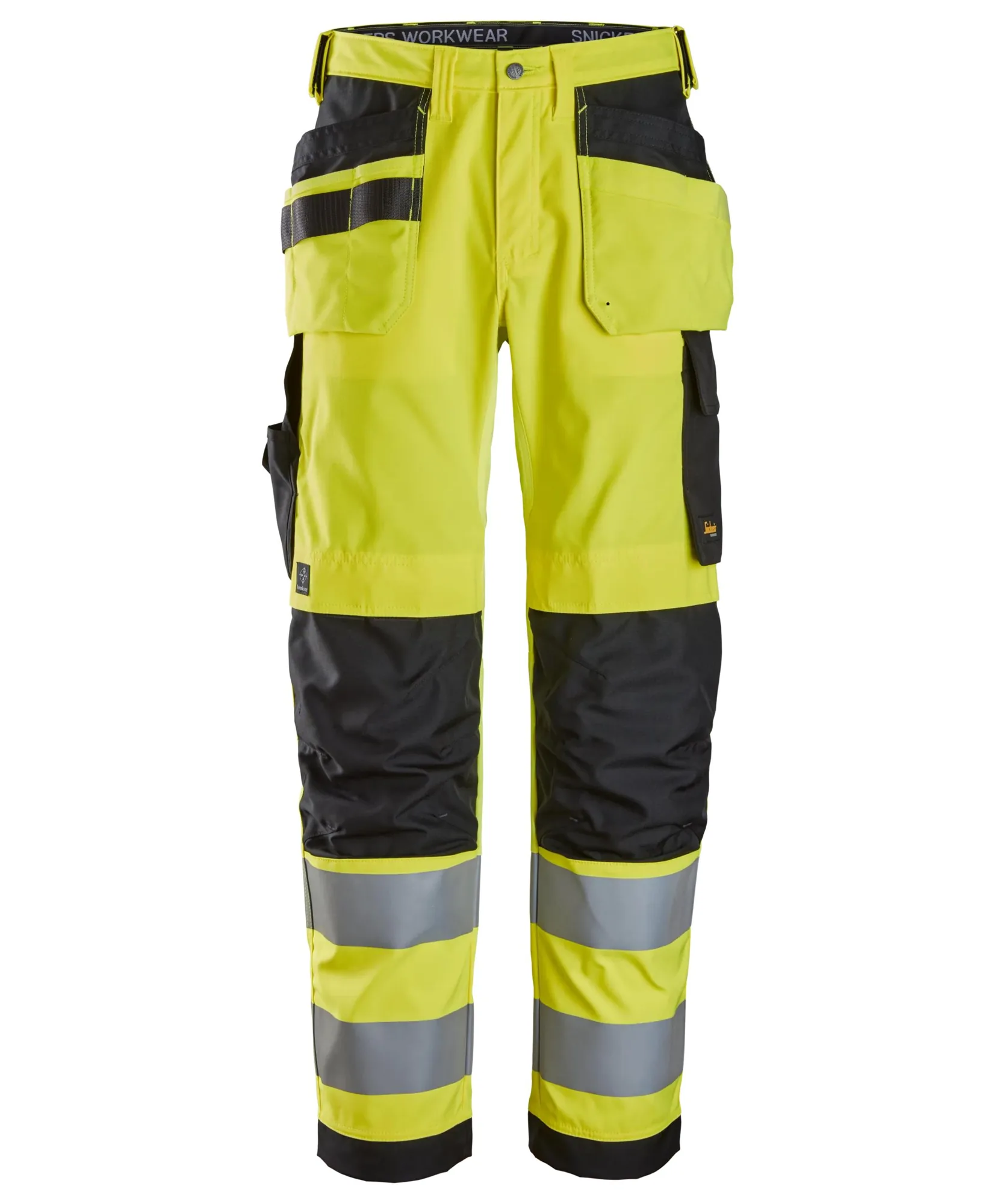 Snickers 6238 High-Vis Class 2 Trousers Holster Pockets in High Visibility Yellow/Black