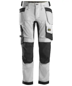 Snickers 6241 AllroundWork Stretch Trousers Holster Pockets in White/Black