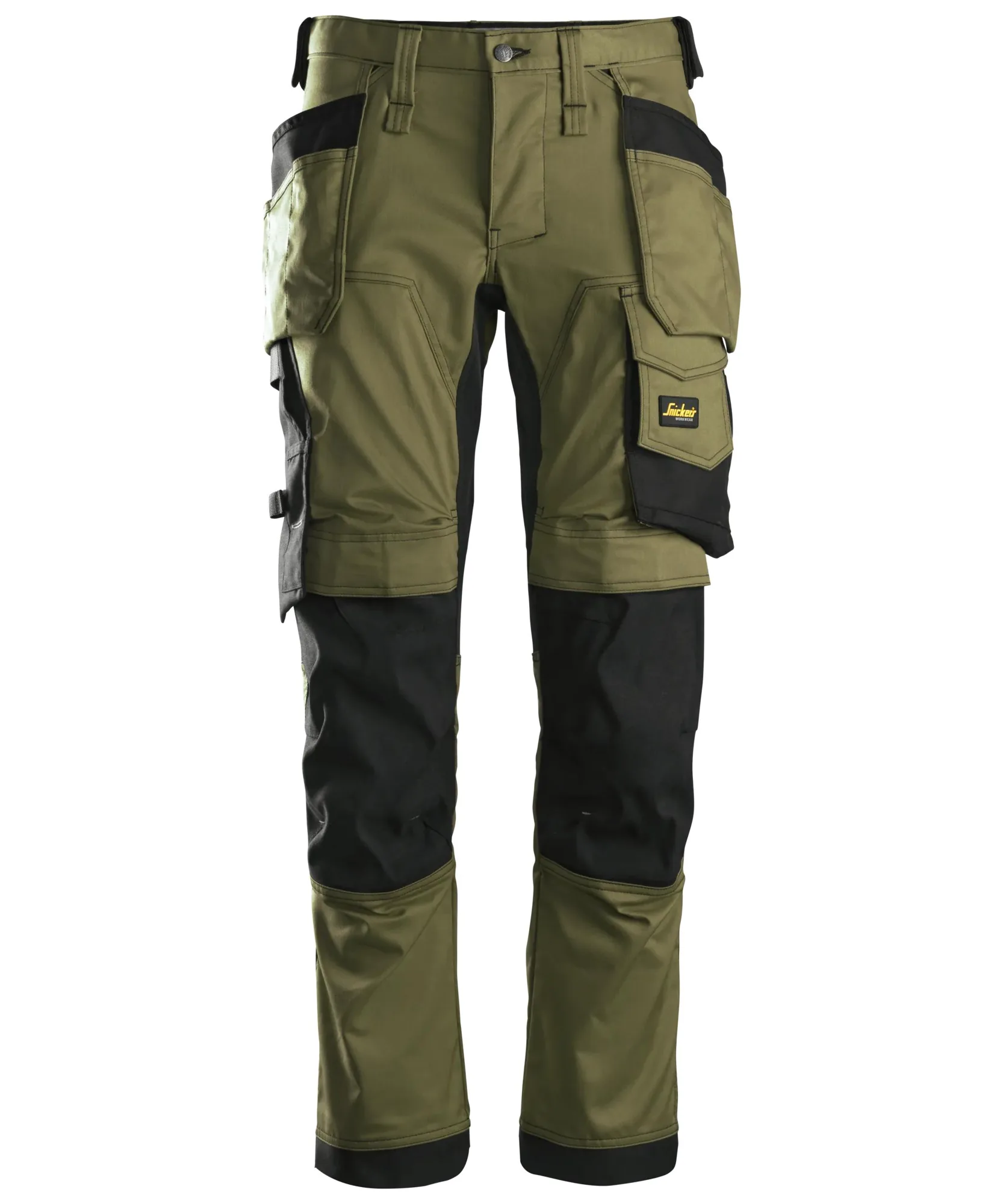 Snickers 6241 AllroundWork Stretch Trousers Holster Pockets in Khaki Green/Black