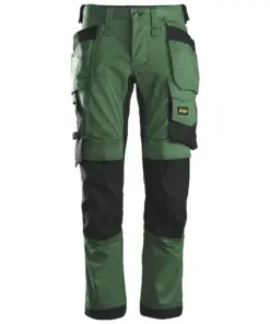 Snickers 6241 AllroundWork Stretch Trousers Holster Pockets in Forest Green/Black