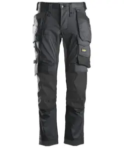 Snickers 6241 AllroundWork Stretch Trousers Holster Pockets in Steel Grey/Black