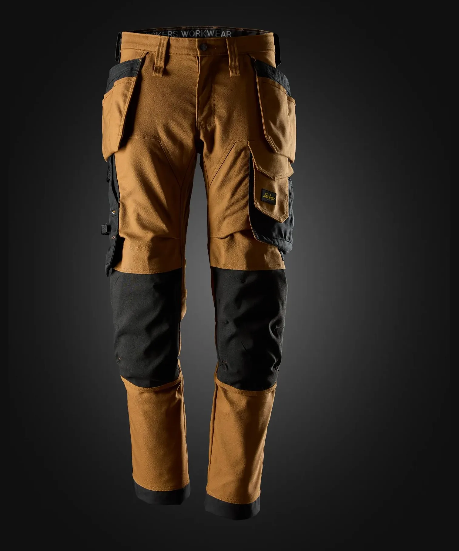 Snickers 6244 AllroundWork Canvas Stretch Trousers Holster Pockets in Brown/Black