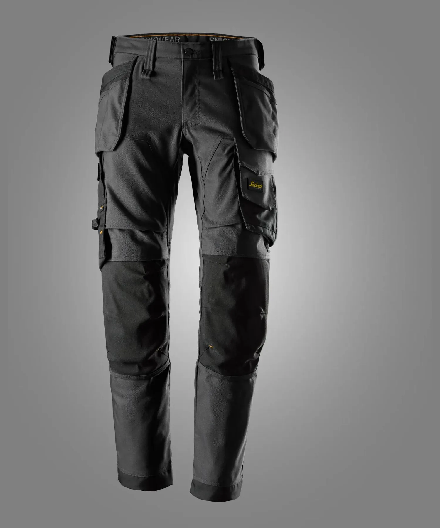 Snickers 6244 AllroundWork Canvas Stretch Trousers Holster Pockets in Steel Grey/Black