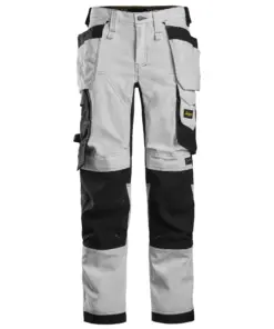 Snickers 6247 AllroundWork Women's Stretch Trousers Holster Pockets in White/Black