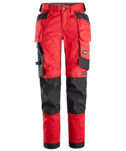 Snickers 6247 AllroundWork Women's Stretch Trousers Holster Pockets in Chili Red/Black