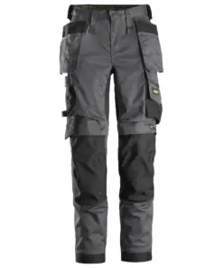 Snickers 6247 AllroundWork Women's Stretch Trousers Holster Pockets in Steel Grey/Black