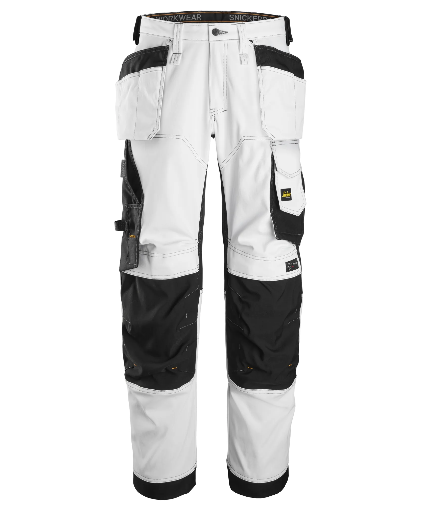Snickers 6251 AllroundWork Stretch Loose Fit Work Trousers Holster Pockets in White/Black