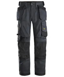 Snickers 6251 AllroundWork Stretch Loose Fit Work Trousers Holster Pockets in Steel Grey/Black