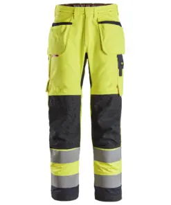 Snickers 6260 ProtecWork Work Trousers Holster Pockets High-Vis Class 2 in High Visibility Yellow/Navy