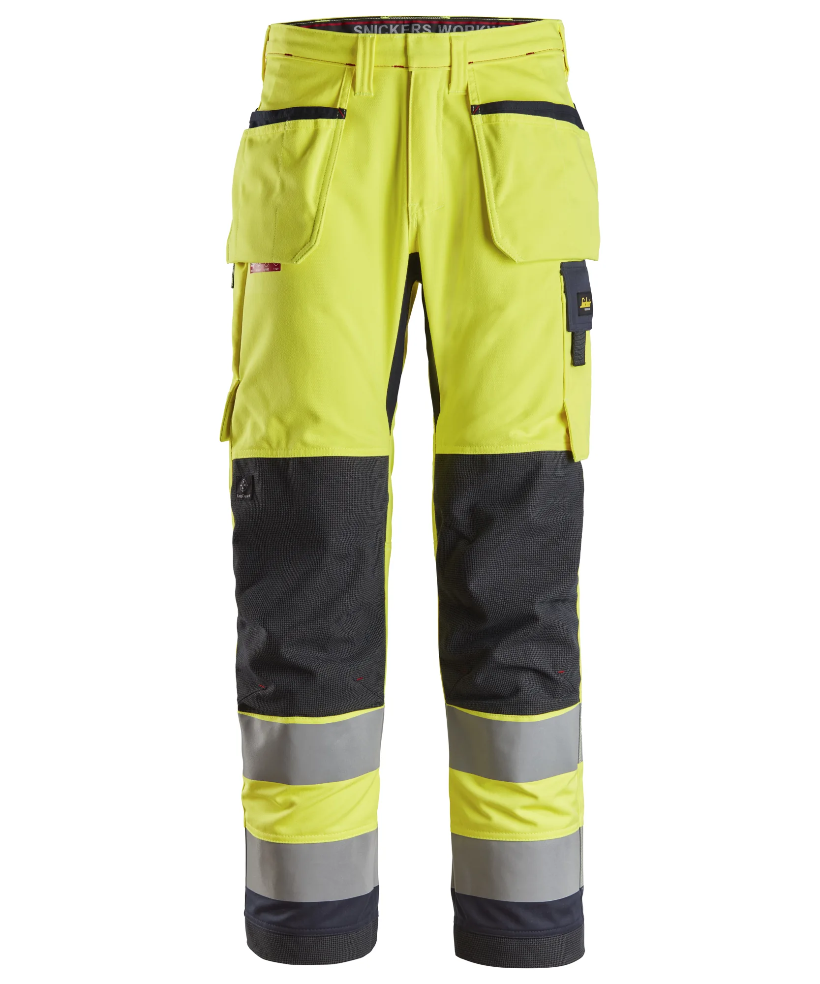 Snickers 6260 ProtecWork Work Trousers Holster Pockets High-Vis Class 2 in High Visibility Yellow/Navy