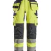 Snickers 6261 ProtecWork Work Trousers Holster Pockets Equal Leg Pockets High-Vis Class 2 in High Visibility Yellow/Navy