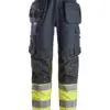 Snickers 6263 ProtecWork Work Trousers Holster Pockets High-Vis Class 1 in Navy/High Visibility Yellow