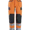Snickers 6266 ProtecWork Work Trousers Holster Pockets High-Vis Class 2 in High Visibility Orange/Navy