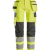 Snickers 6268 ProtecWork Stretch Work Trousers Holster Pockets High-Vis Class 2 in High Visibility Yellow/Navy