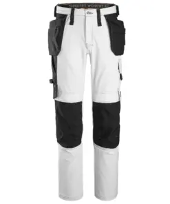 Snickers 6271 AllroundWork Full Stretch Trouser Holster Pockets in White/Black