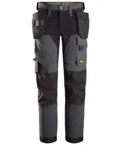 Snickers 6275 AllroundWork 4-way Stretch Trousers Holster Pockets in Steel Grey/Black