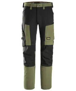 Snickers 6318 AllroundWork Stretch Trousers in Khaki Green/Black