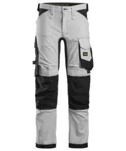 Snickers 6341 AllroundWork Stretch Trousers in White/Black