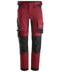 Snickers 6341 AllroundWork Stretch Trousers in Chili Red/Black