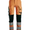 Snickers 6343 High-Vis Class 2 Stretch Trousers in High Visibility Orange/Black