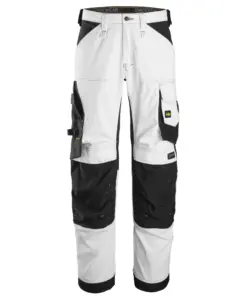 Snickers 6351 AllroundWork Stretch Loose Fit Work Trousers in White/Black