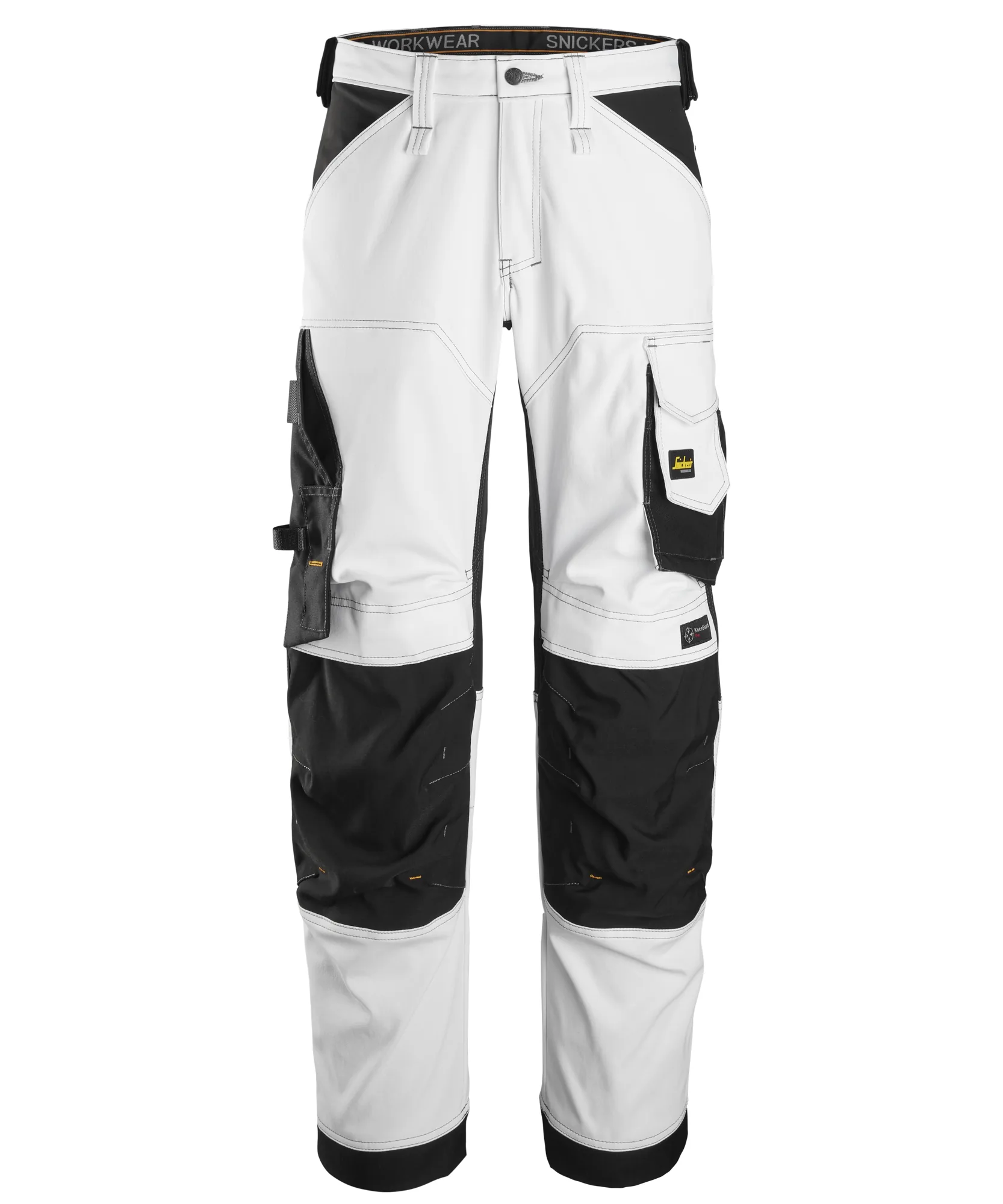 Snickers 6351 AllroundWork Stretch Loose Fit Work Trousers in White/Black