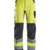 Snickers 6360 ProtecWork Work Trousers High-Vis Class 2 in High Visibility Yellow/Navy