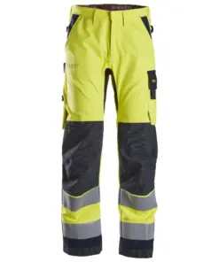 Snickers 6360 ProtecWork Work Trousers High-Vis Class 2 in High Visibility Yellow/Navy