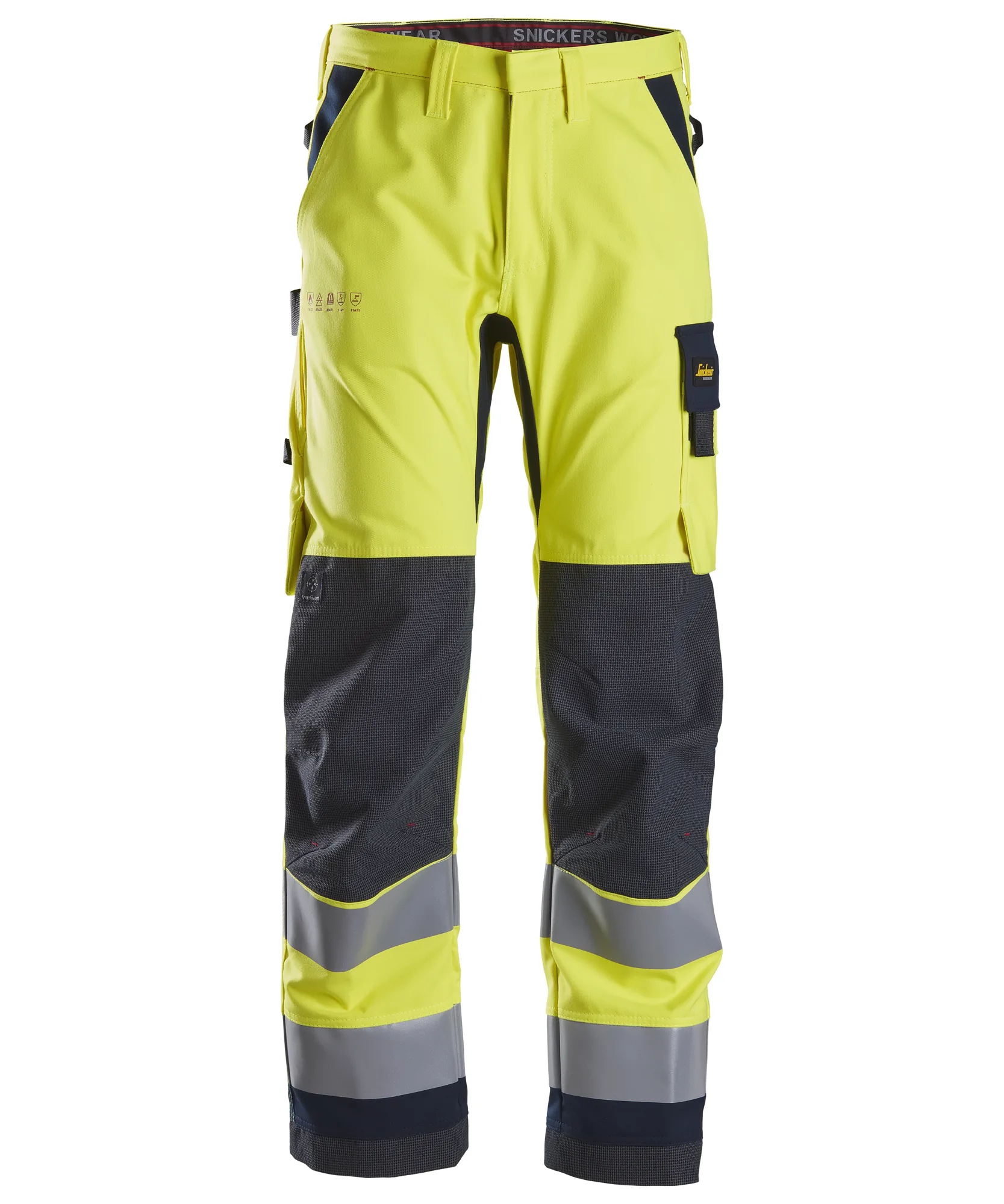 Snickers 6360 ProtecWork Work Trousers High-Vis Class 2 in High Visibility Yellow/Navy