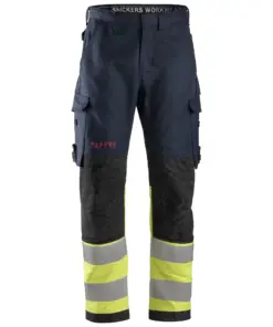 Snickers 6363 ProtecWork Work Trousers High-Vis Class 1 in Navy/High Visibility Yellow