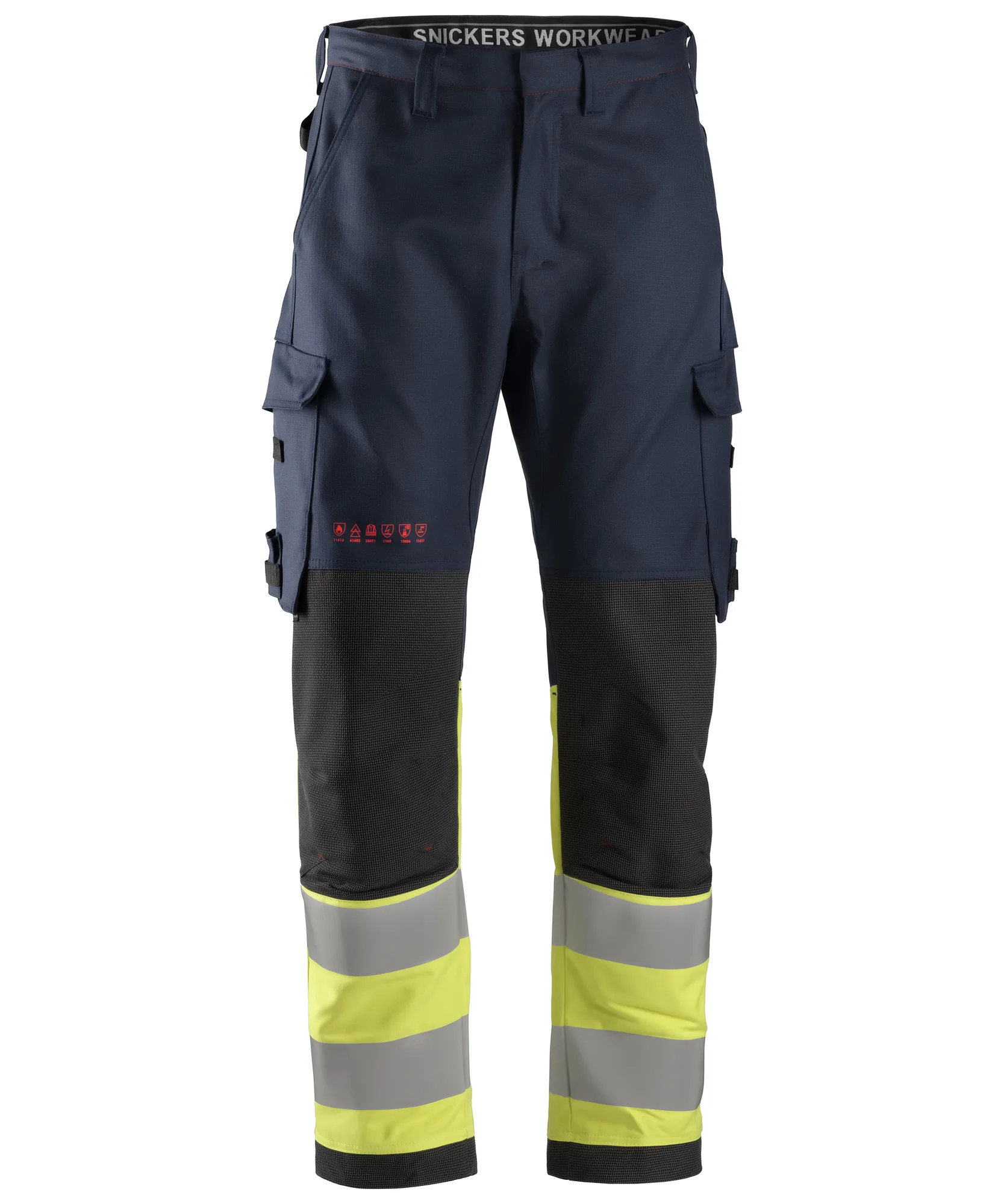 Snickers 6363 ProtecWork Work Trousers High-Vis Class 1 in Navy/High Visibility Yellow