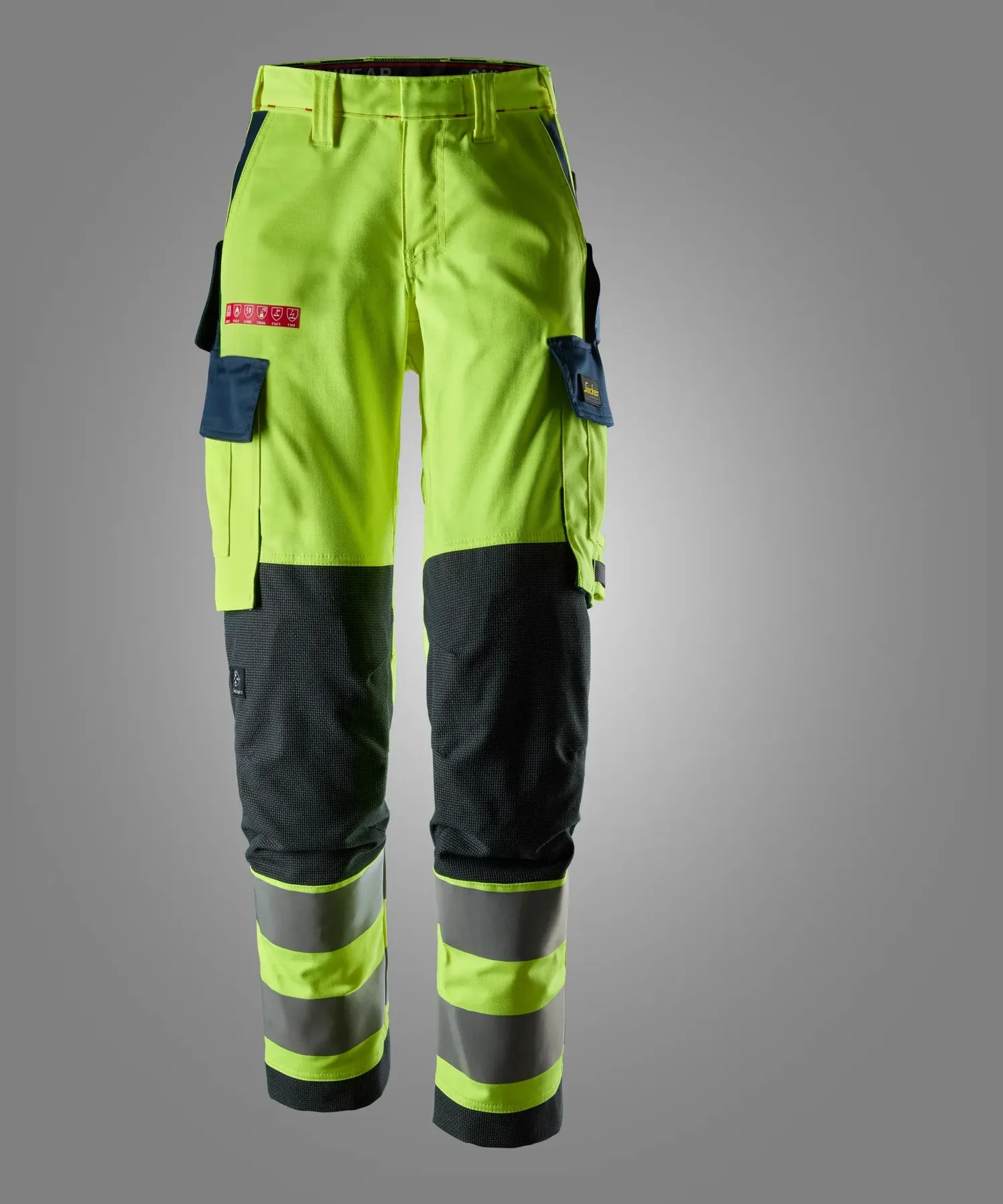 Snickers 6367 ProtecWork Women’s Stretch Trousers High-Vis Class 2 in High Visibility Yellow/Navy