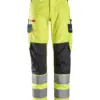 Snickers 6368 ProtecWork Stretch Work Trousers High-Vis Class 2 in High Visibility Yellow/Navy