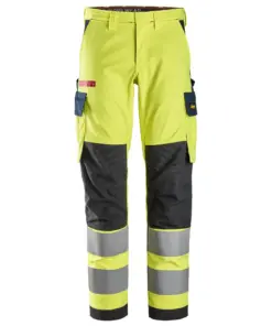 Snickers 6368 ProtecWork Stretch Work Trousers High-Vis Class 2 in High Visibility Yellow/Navy