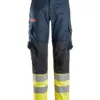 Snickers 6374 ProtecWork Stretch Work Trousers High-Vis Class 1 in Navy/High Visibility Yellow