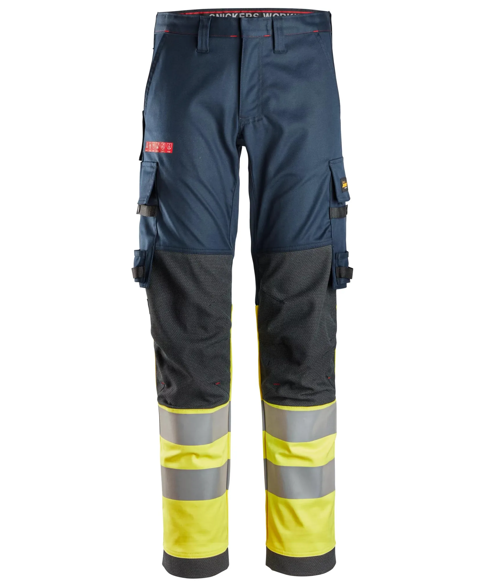 Snickers 6374 ProtecWork Stretch Work Trousers High-Vis Class 1 in Navy/High Visibility Yellow