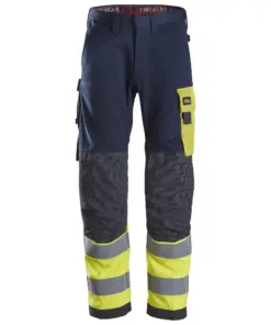 Snickers 6376 ProtecWork Work Trousers High-Vis Class 1 in Navy/High Visibility Yellow