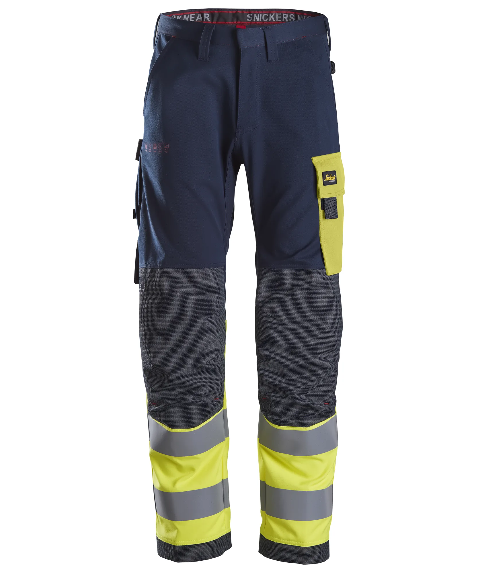 Snickers 6376 ProtecWork Work Trousers High-Vis Class 1 in Navy/High Visibility Yellow