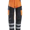 Snickers 6560 ProtecWork Trousers Reinforced High-Vis Class 1 in High Visibility Orange/Navy