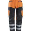 Snickers 6562 ProtecWork Trousers Reinforced Holster Pockets High-Vis Class 1 in High Visibility Orange/Navy