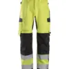 Snickers 6563 ProtecWork Waterproof Shell Trousers High-Vis Class 2 in High Visibility Yellow/Navy