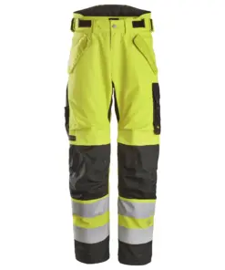 Snickers 6630 High-Vis Class 2 Waterproof 37.5® 2-Layer Light Padded Trousers in High Visibility Yellow/Black