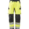 Snickers 6663 ProtecWork Insulated Trousers High-Vis Class 2 in High Visibility Yellow/Navy