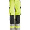 Snickers 6760 ProtecWork Women's Trouser High-Vis Class 2 in High Visibility Yellow/Navy