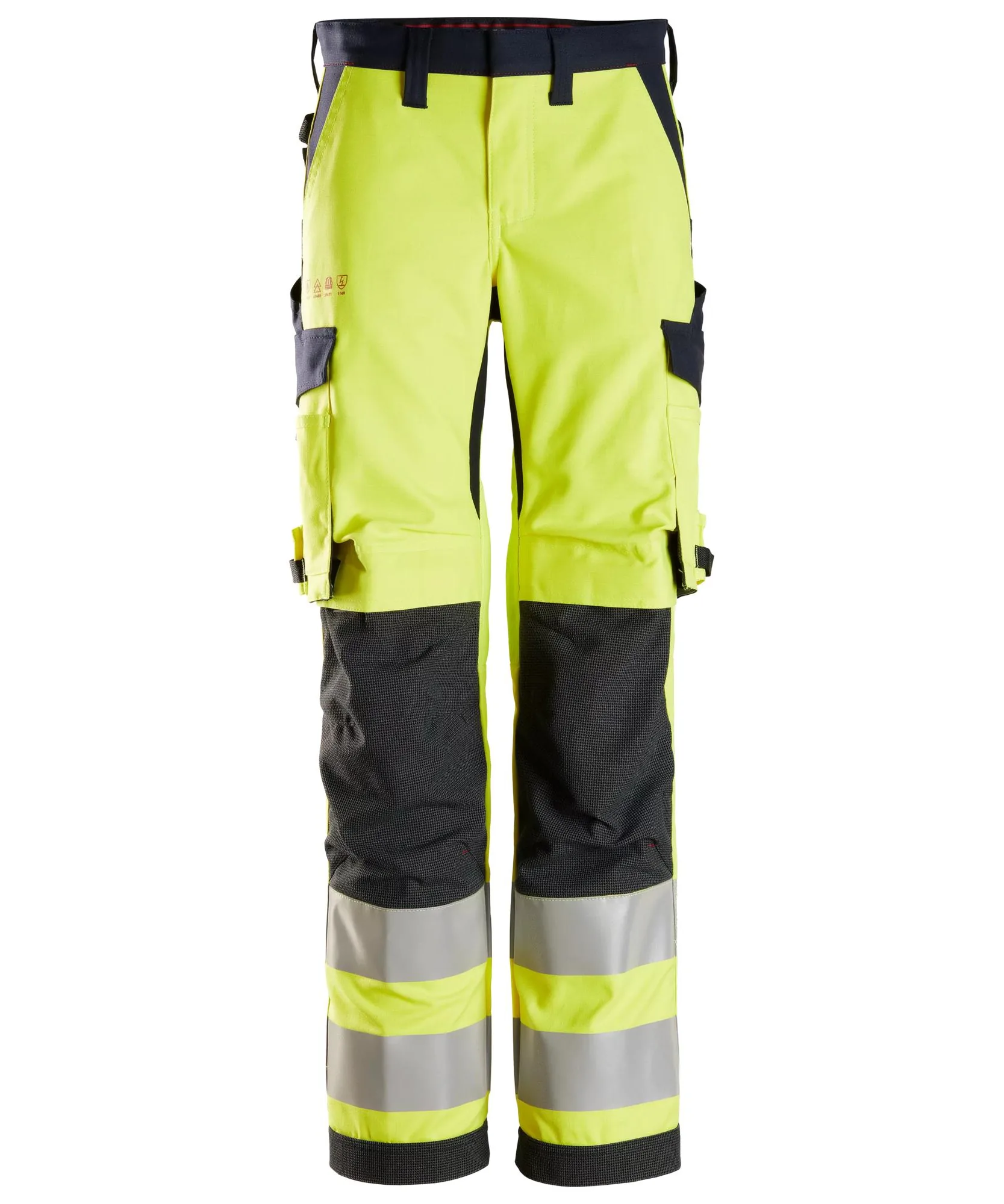 Snickers 6760 ProtecWork Women's Trouser High-Vis Class 2 in High Visibility Yellow/Navy